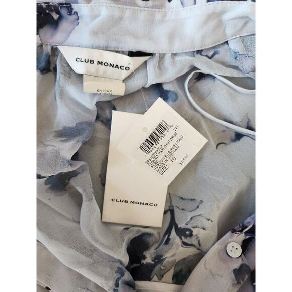 NWD Club Monaco Pleated Maxi Shirt Dress Size 10 Blue Floral Sold Out 9F404 - Picture 9 of 16